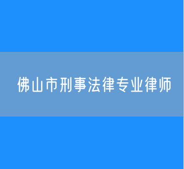 佛山市刑事法律专业律师
