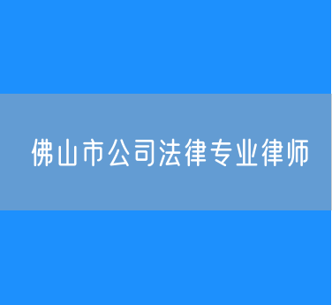 佛山市公司法律专业律师