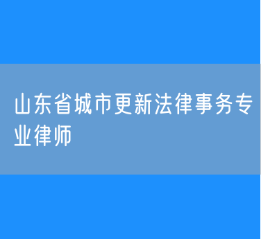 山东省城市更新法律事务专业律师