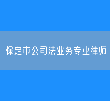 保定市公司法业务专业律师