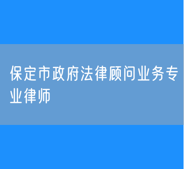 保定市政府法律顾问业务专业律师