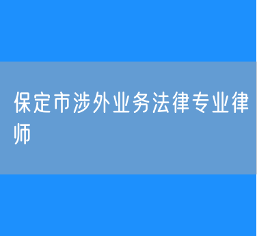 保定市涉外业务法律专业律师