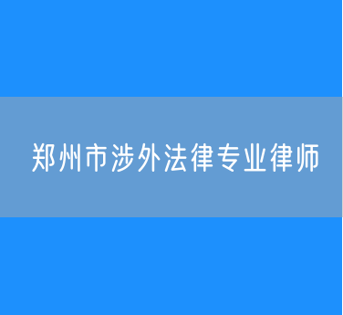 郑州市涉外法律专业律师