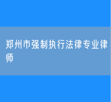 郑州市强制执行法律专业律师