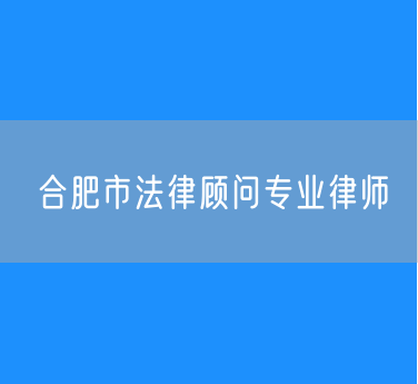 合肥市法律顾问专业律师