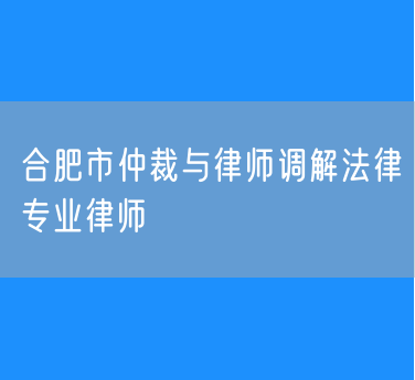 合肥市仲裁与律师调解法律专业律师