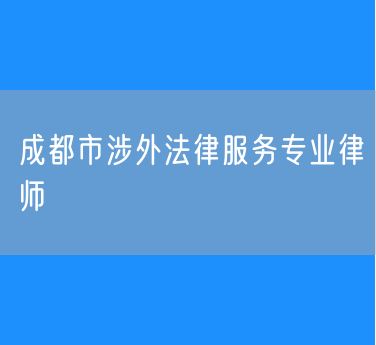 成都市涉外法律服务专业律师