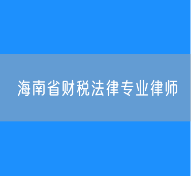海南省财税法律专业律师