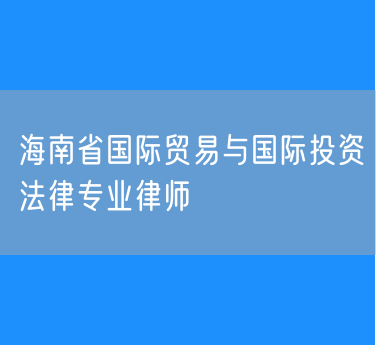 海南省国际贸易与国际投资法律专业律师