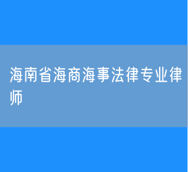 海南省海商海事法律专业律师