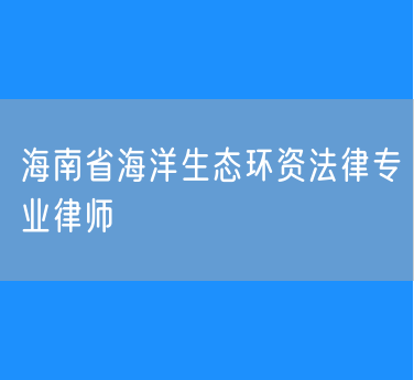 海南省海洋生态环资法律专业律师
