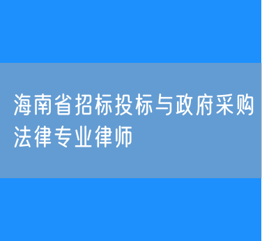 海南省招标投标与政府采购法律专业律师
