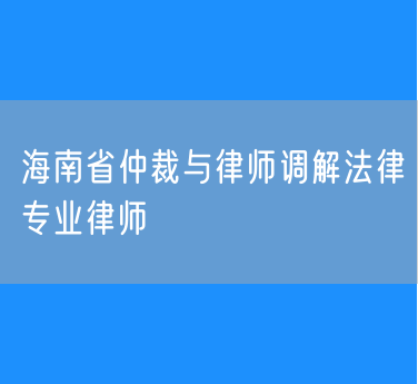 海南省仲裁与律师调解法律专业律师
