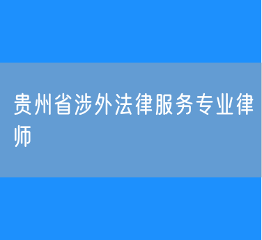 贵州省涉外法律服务专业律师