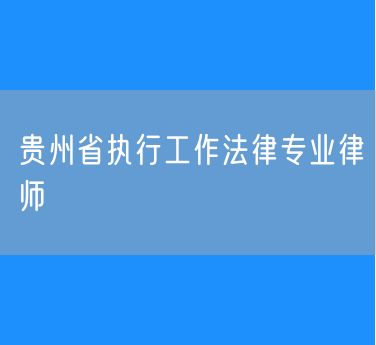 贵州省执行工作法律专业律师
