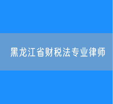 黑龙江省财税法专业律师