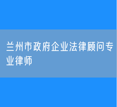 兰州市政府企业法律顾问专业律师