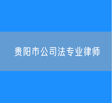 贵阳市公司法专业律师