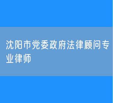 沈阳市党委政府法律顾问专业律师