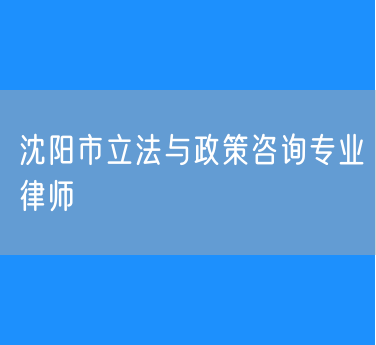 沈阳市立法与政策咨询专业律师