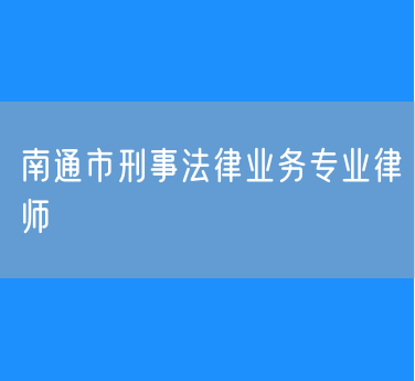 南通市刑事法律业务专业律师