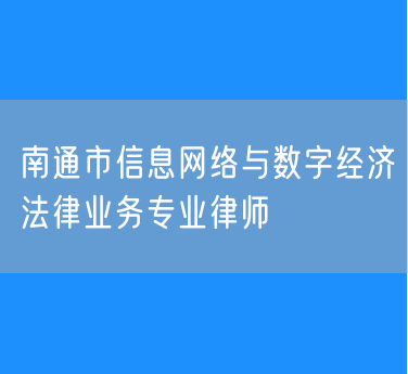 南通市信息网络与数字经济法律业务专业律师