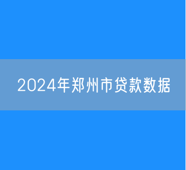 2024年郑州市贷款数据