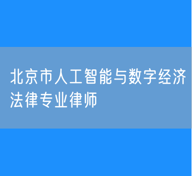 北京市知名的人工智能与数字经济法律专业律师(东城)