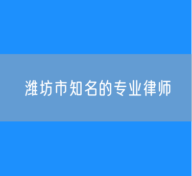 潍坊市知名的专业律师